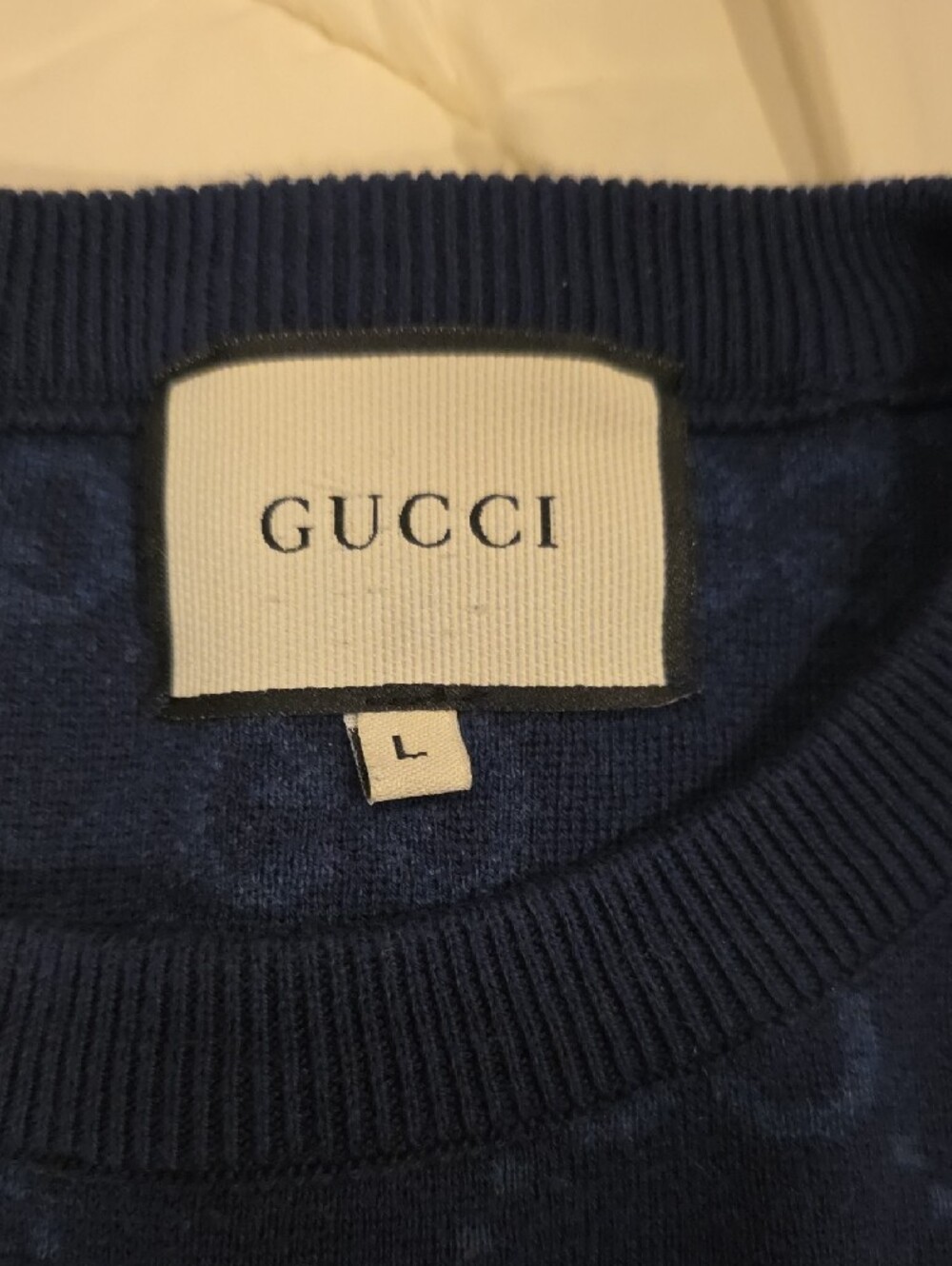 Gucci Men's Dark Blue GG Jacquard Crewneck Sweater - Picture 2 of 4